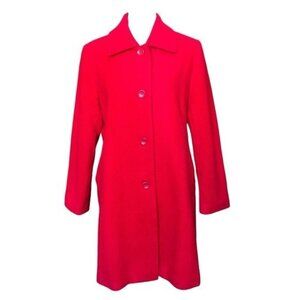 Chadwick Long Coat Red Wool Blend Button-Up Vintage Womens Size 8